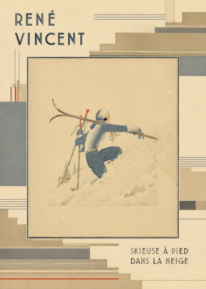 René Vincent Skieuse À Pied Dans La Neige No6 - Plakát