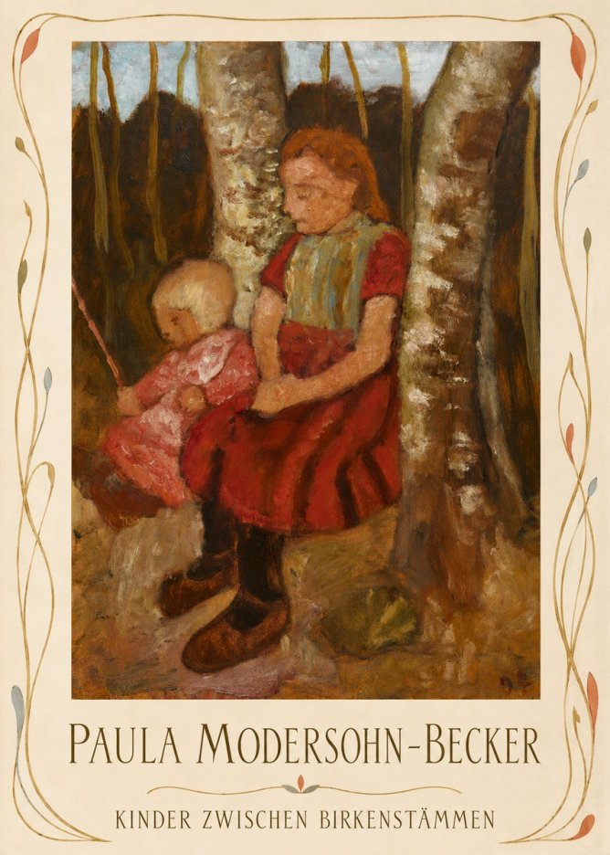 Paula Modersohn-Becker Kinder Zwischen Birkenstämmen No3 - Plakát