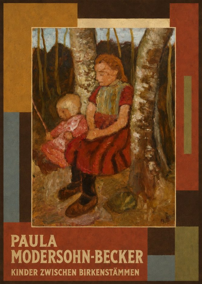 Paula Modersohn-Becker Kinder Zwischen Birkenstämmen No4 - Plakát