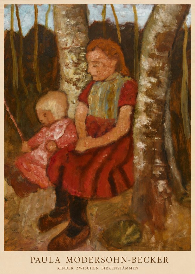 Paula Modersohn-Becker Kinder Zwischen Birkenstämmen No6 - Plakát