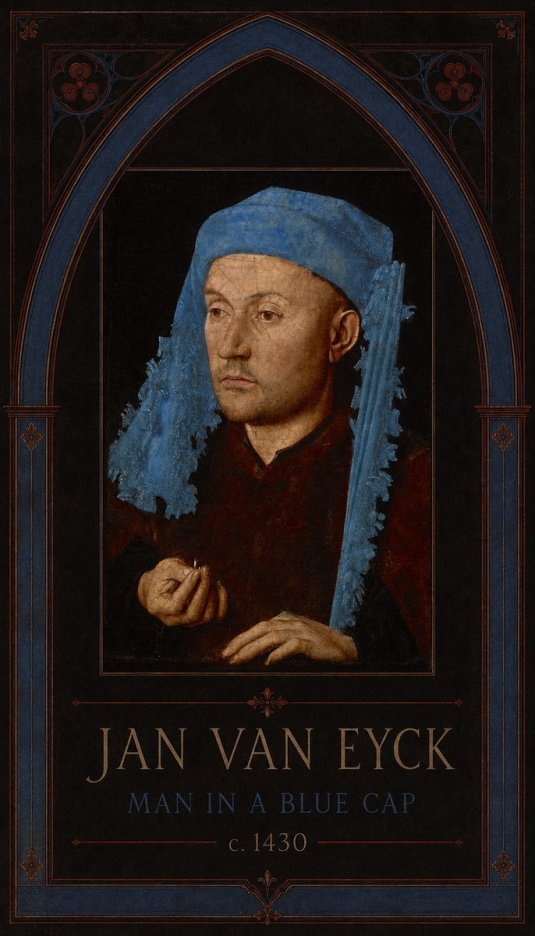 Jan van Eyck Man in a Blue Cap II No3 - Plakát