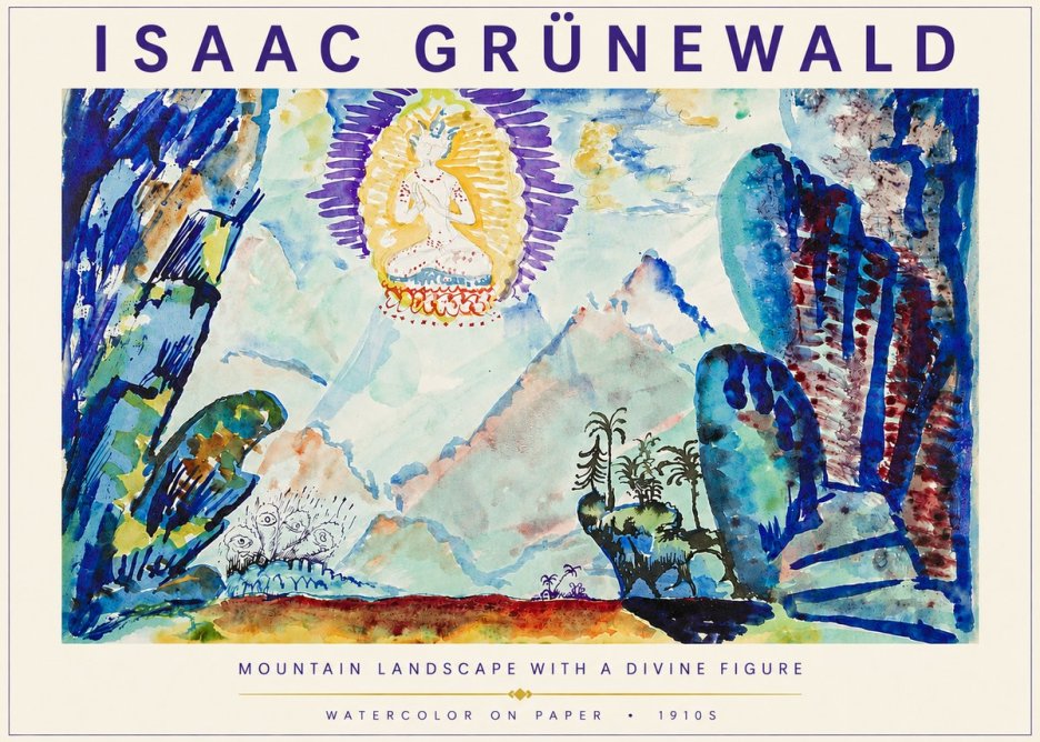 Isaac Grünewald Mountain Landscape with a Divine Figure No3 - Plakát