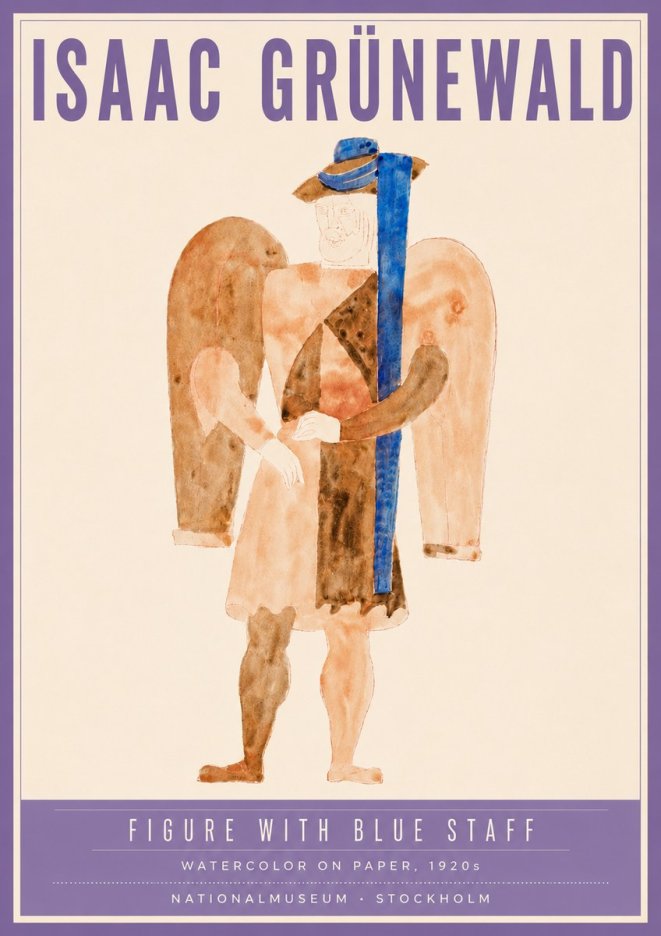 Isaac Grünewald Figure with Blue Staff No4 - Plakát