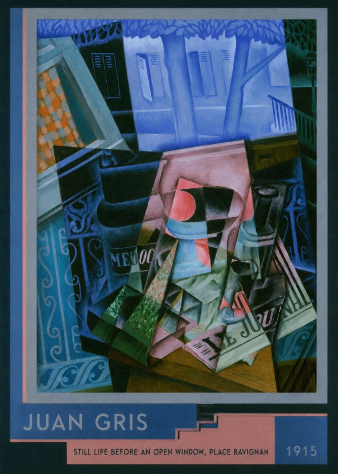 Juan Gris Still Life Before an Open Window, Place Ravignan No2 - Plakát