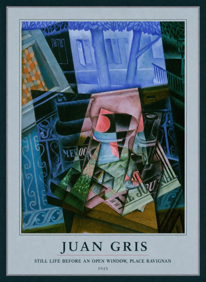 Juan Gris Still Life Before an Open Window, Place Ravignan No3 - Plakát