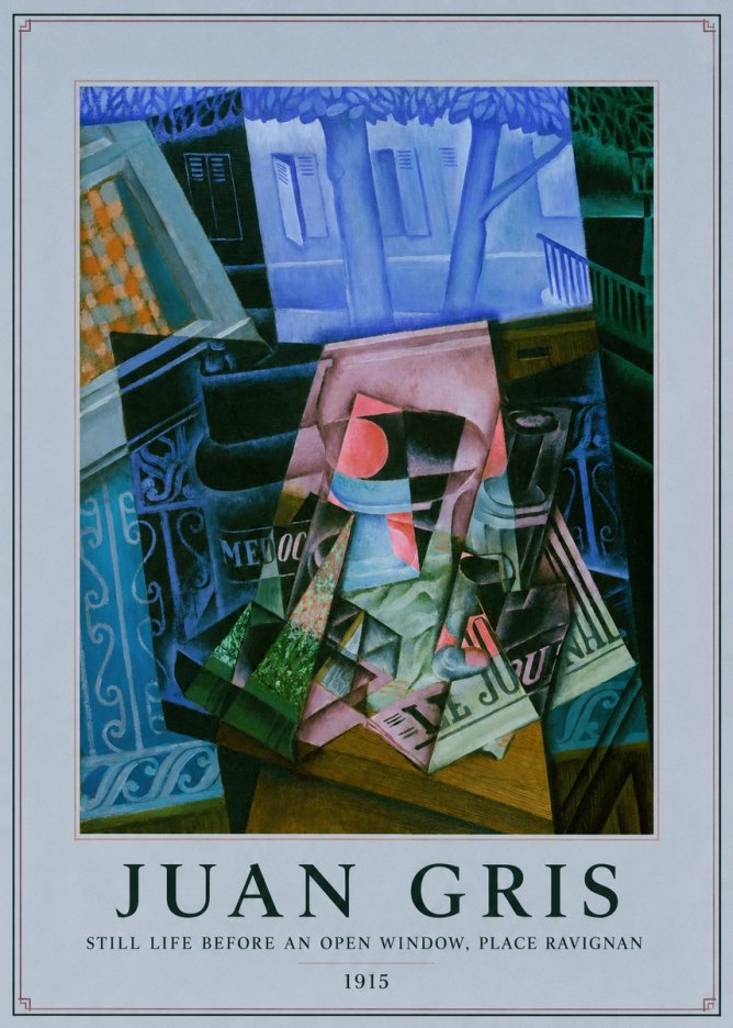 Juan Gris Still Life Before an Open Window, Place Ravignan No5 - Plakát