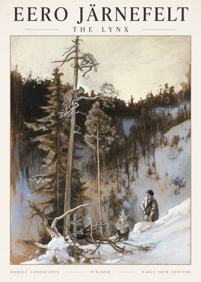 Eero Järnefelt A Lynx in a Tree No3 - Plakát