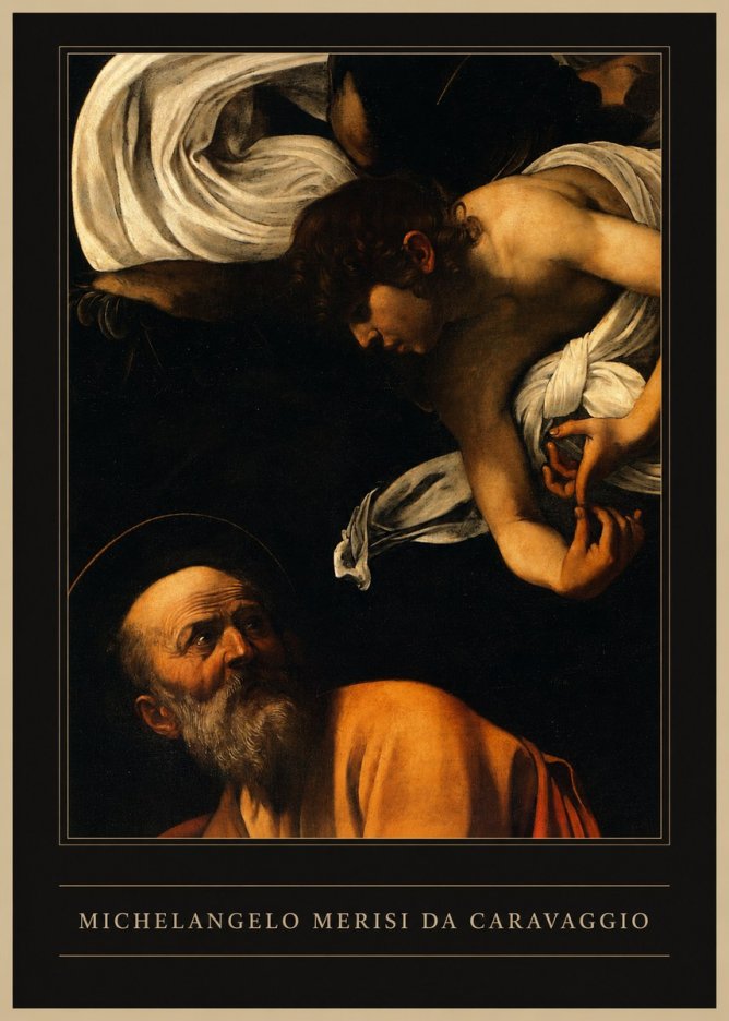 Michelangelo Merisi da Caravaggio The Inspiration of Saint Matthew I No1 - Plakát