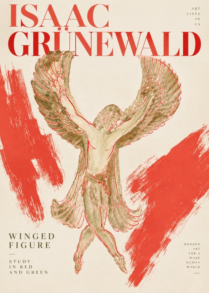 Isaac Grünewald Winged Figure Study in Red and Green No2 - Plakát