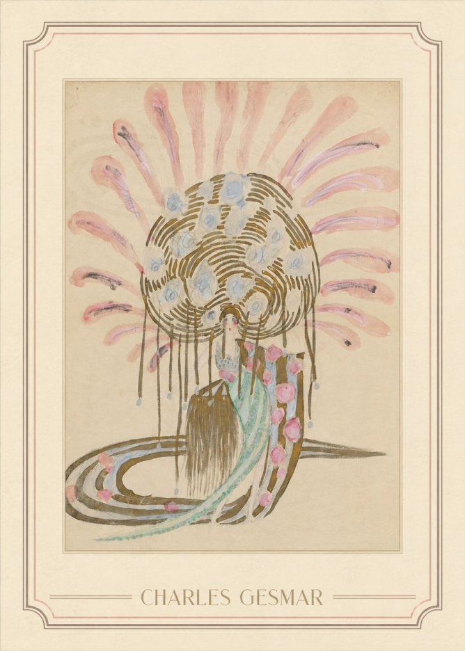 Charles Gesmar Woman with Headdress No1 - Plakát