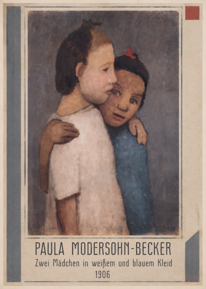 Paula Modersohn-Becker Zwei Mädchen in Weißem Und Blauem Kleid No1 - Plakát