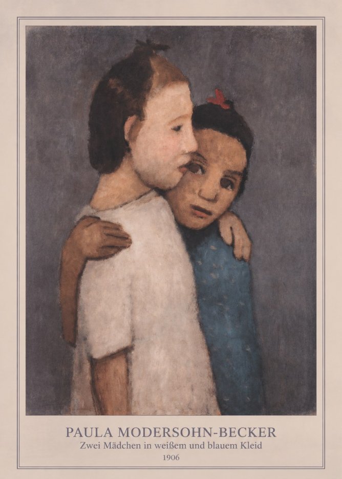 Paula Modersohn-Becker Zwei Mädchen in Weißem Und Blauem Kleid No4 - Plakát