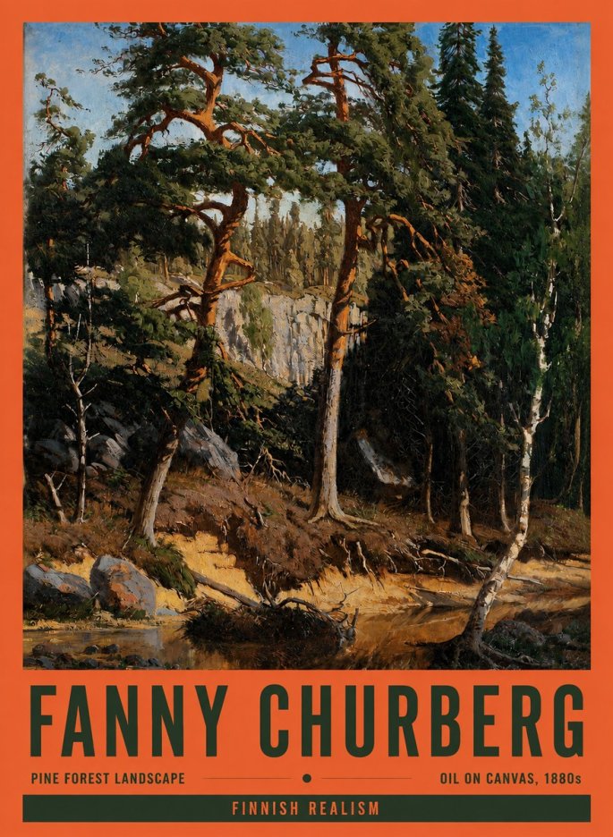 Fanny Churberg Pine Forest Landscape No2 - Plakát
