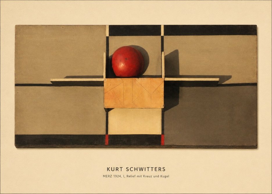 Kurt Schwitters Merz 1924, I, Relief Mit Kreuz Und Kugel No5 - Plakát