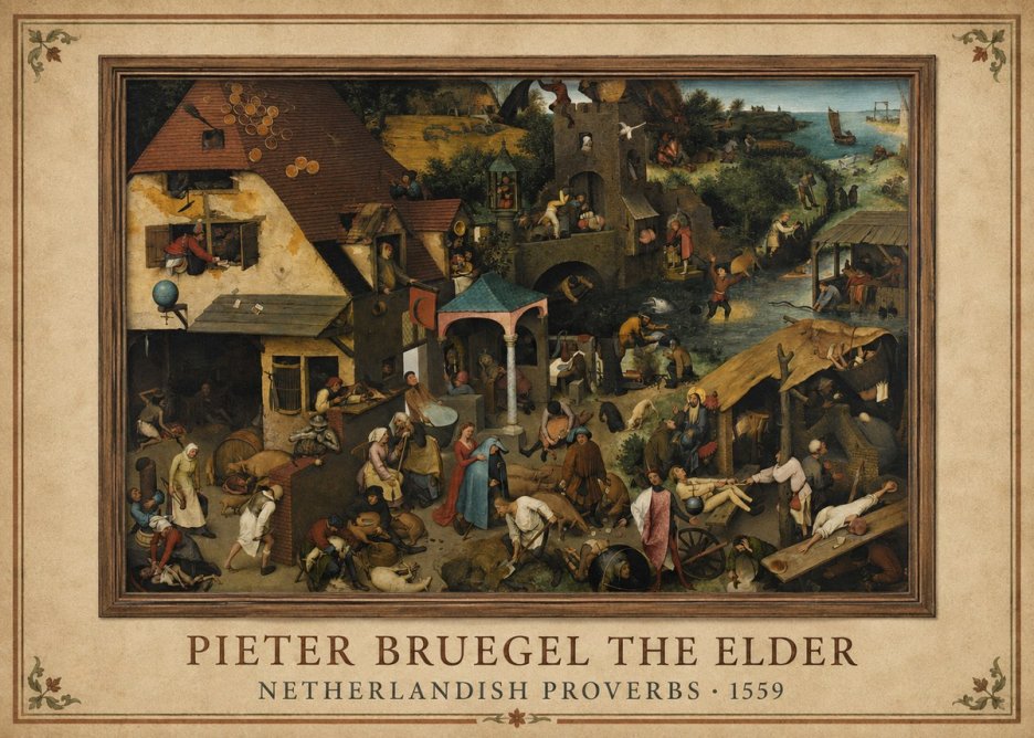 Pieter Bruegel Netherlandish Proverbs XI No1 - Plakát