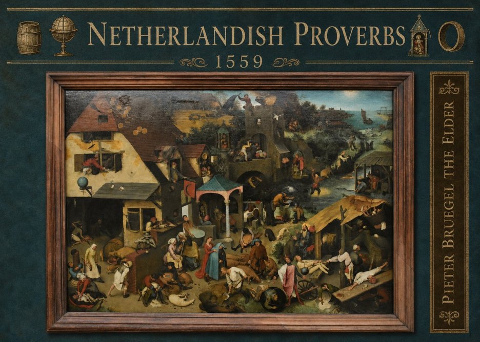 Pieter Bruegel Netherlandish Proverbs XI No5 - Plakát
