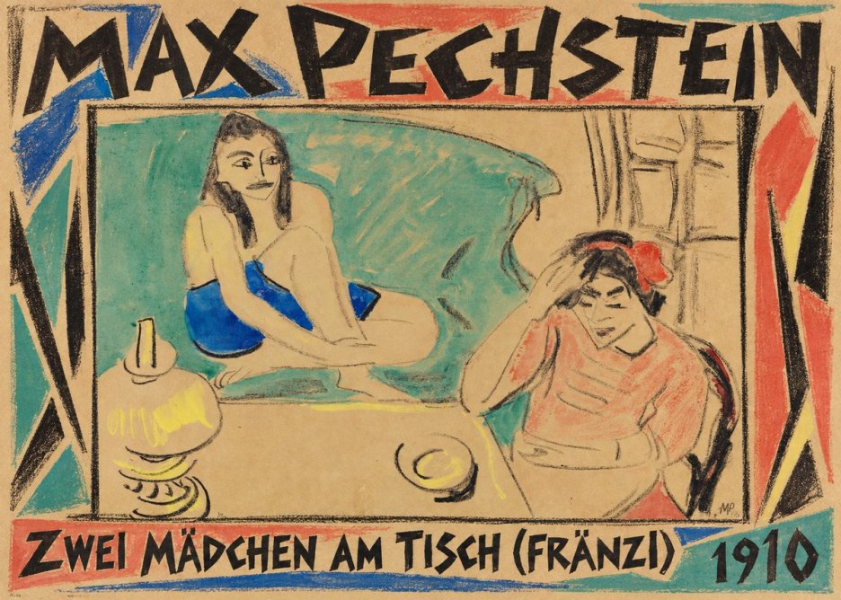 Max Pechstein Zwei Mädchen Am Tisch (Fränzi) No1 - Plakát