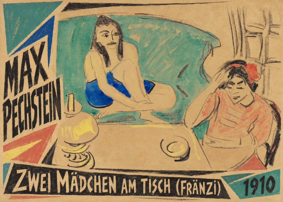 Max Pechstein Zwei Mädchen Am Tisch (Fränzi) No3 - Plakát