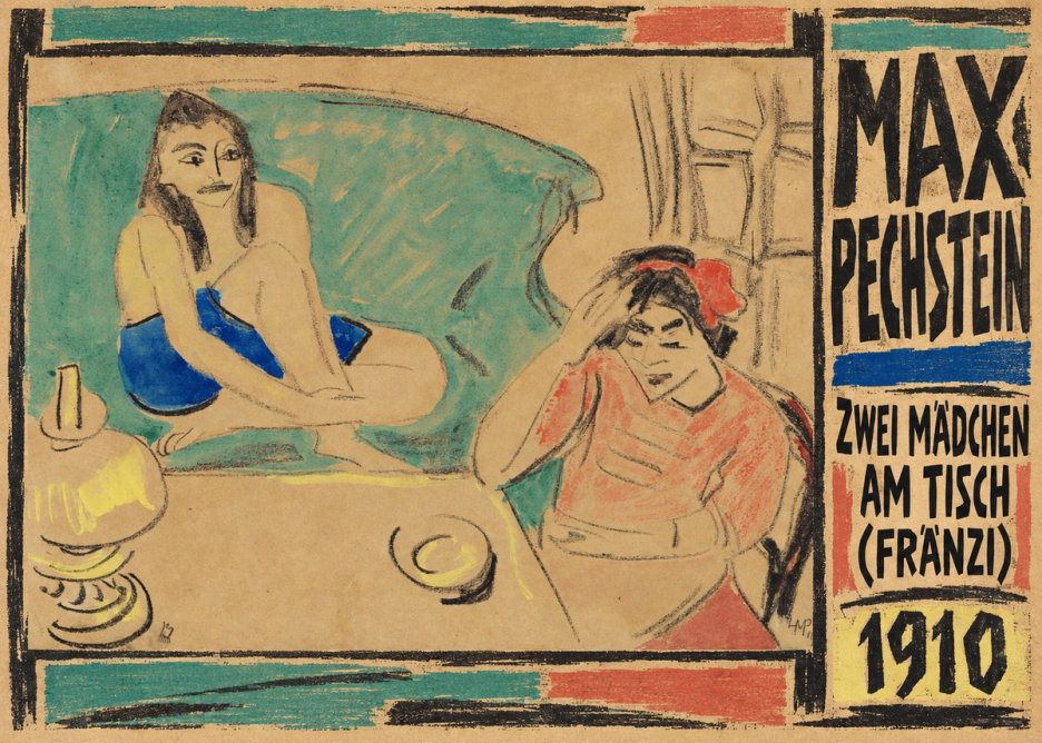 Max Pechstein Zwei Mädchen Am Tisch (Fränzi) No5 - Plakát