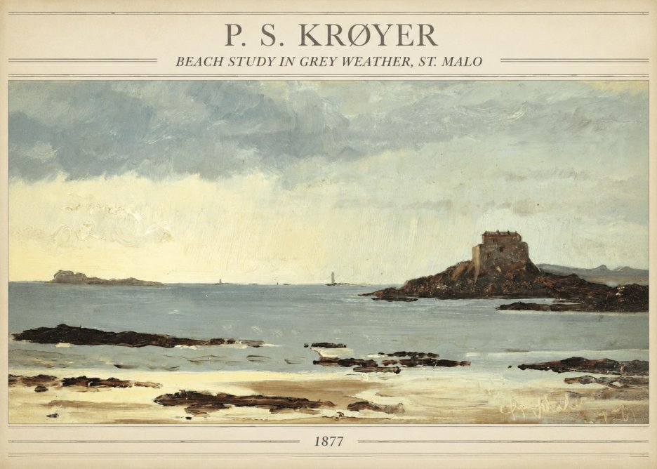 P.S. Krøyer Beach Study in Grey Weather, St. Malo No3 - Plakát