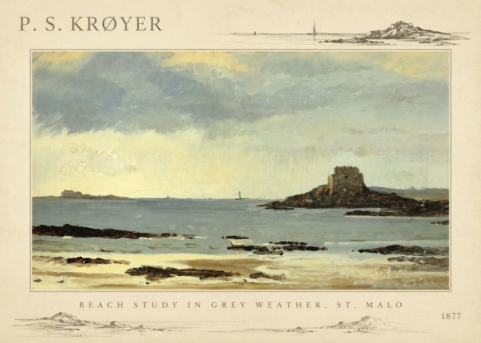 P.S. Krøyer Beach Study in Grey Weather, St. Malo No4 - Plakát