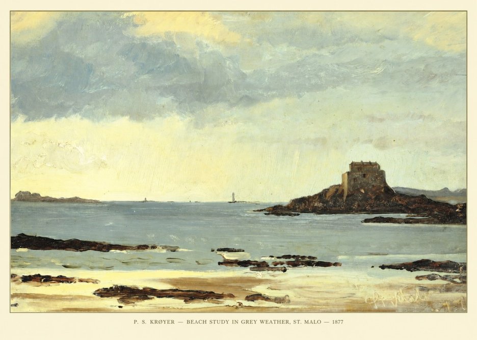 P.S. Krøyer Beach Study in Grey Weather, St. Malo No5 - Plakát