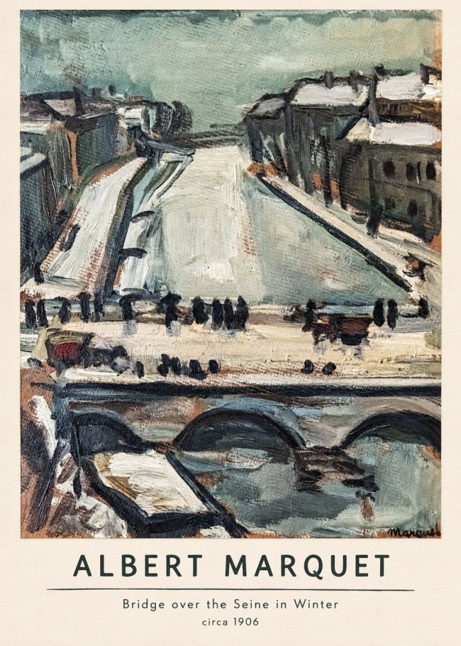 Albert Marquet Bridge over the Seine in Winter No6 - Plakát