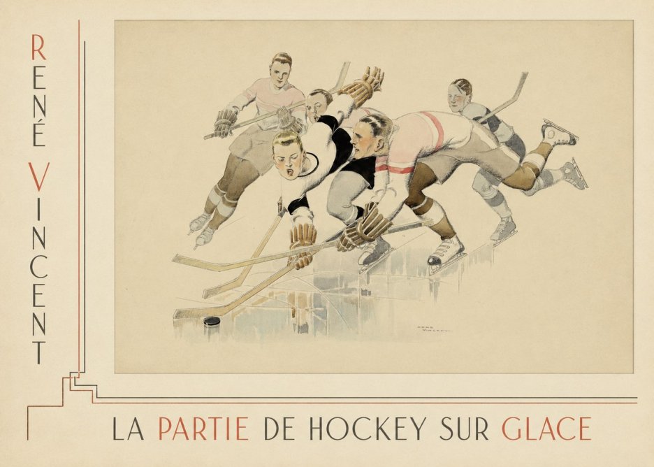 René Vincent La Partie De Hockey Sur Glace No3 - Plakát