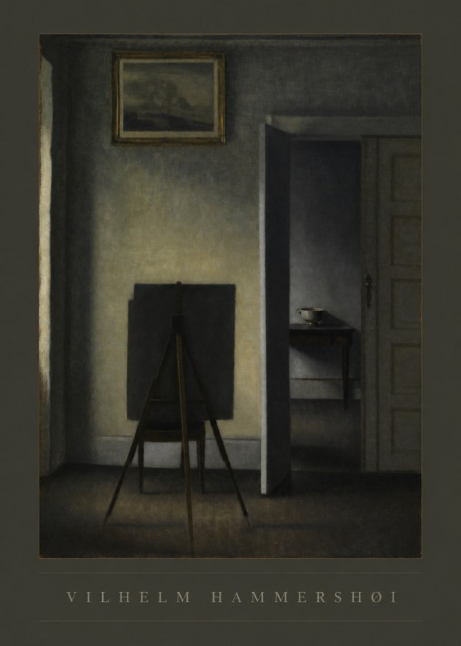Vilhelm Hammershøi Interior with the Artist's Easel III No6 - Plakát