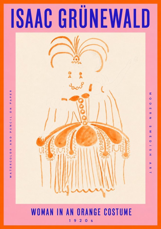 Isaac Grünewald Woman in an Orange Costume No2 - Plakát