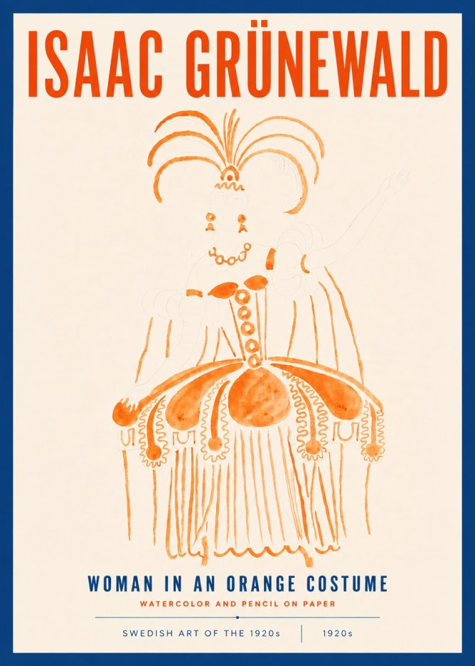 Isaac Grünewald Woman in an Orange Costume No4 - Plakát