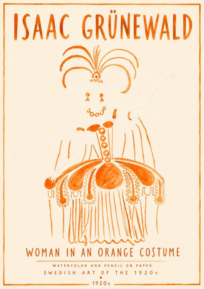 Isaac Grünewald Woman in an Orange Costume No6 - Plakát