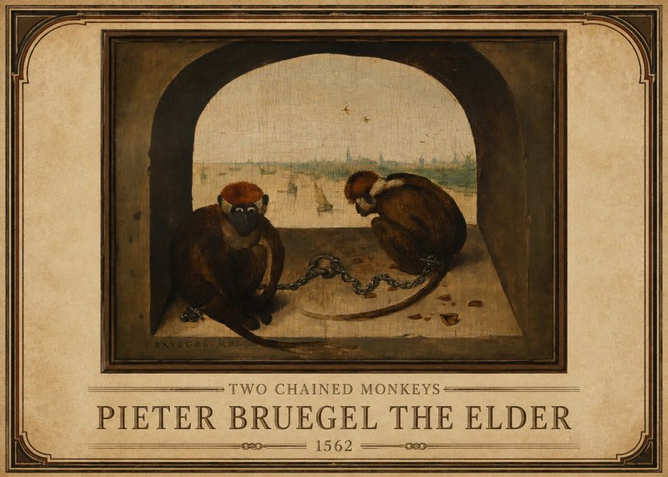 Pieter Bruegel Two Chained Monkeys I No1 - Plakát