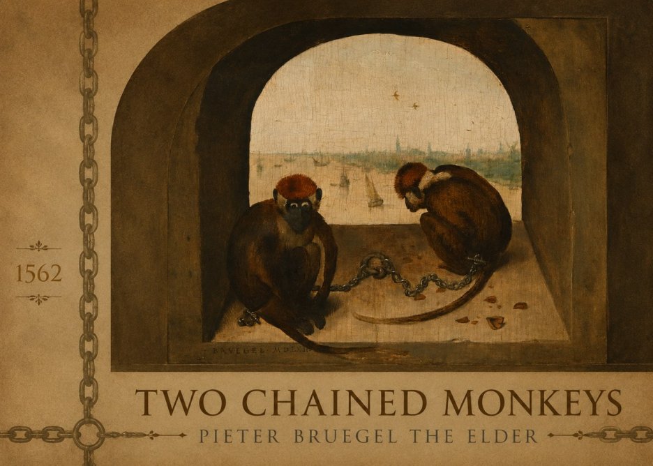 Pieter Bruegel Two Chained Monkeys I No2 - Plakát