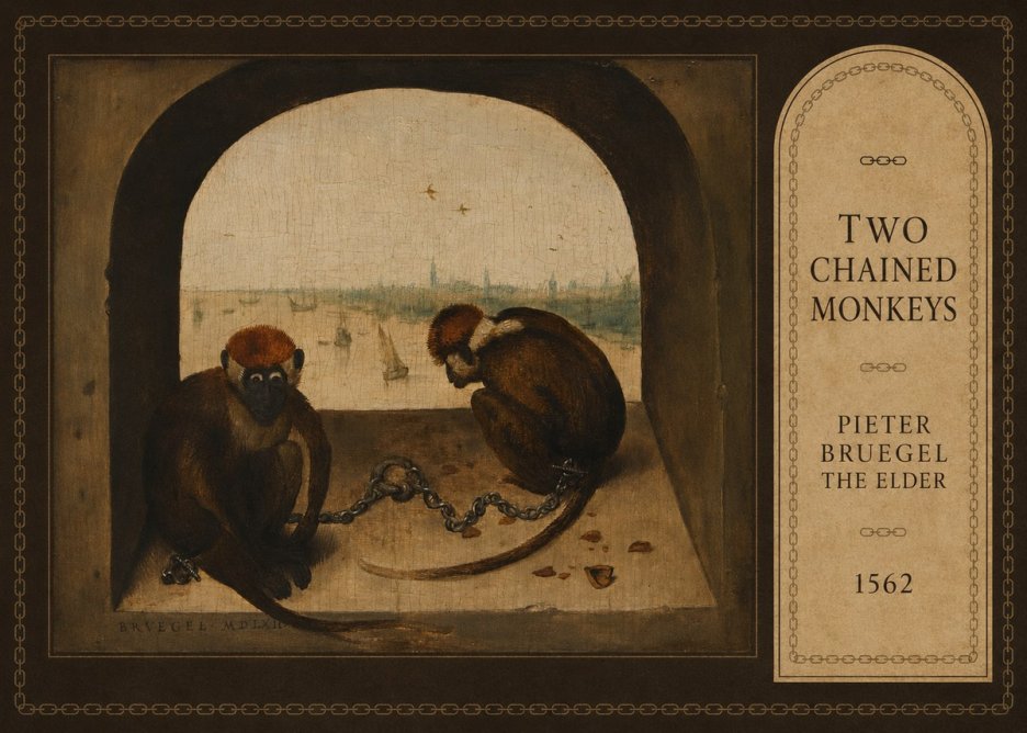 Pieter Bruegel Two Chained Monkeys I No3 - Plakát