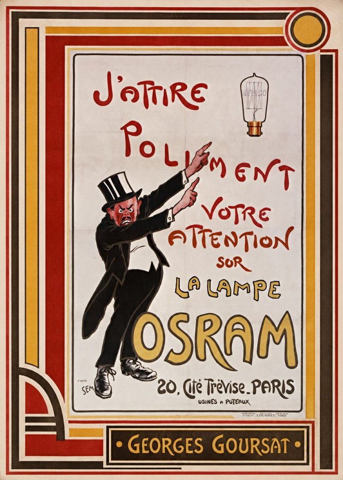 Georges Goursat J'attire Poliment Votre Attention Sur La Lampe Osram No3 - Plakát