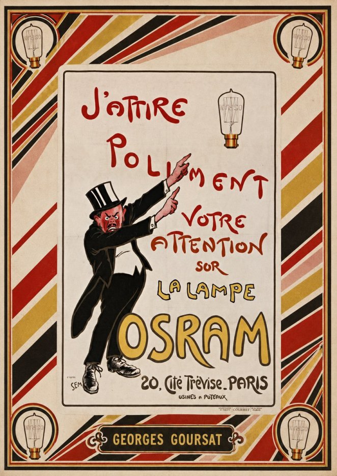 Georges Goursat J'attire Poliment Votre Attention Sur La Lampe Osram No5 - Plakát