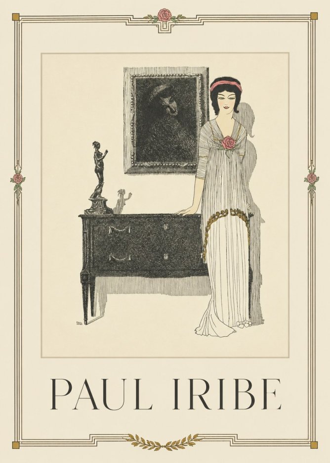 Paul Iribe Elegant Figure in Art Deco Interior No1 - Plakát