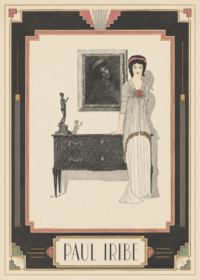 Paul Iribe Elegant Figure in Art Deco Interior No4 - Plakát