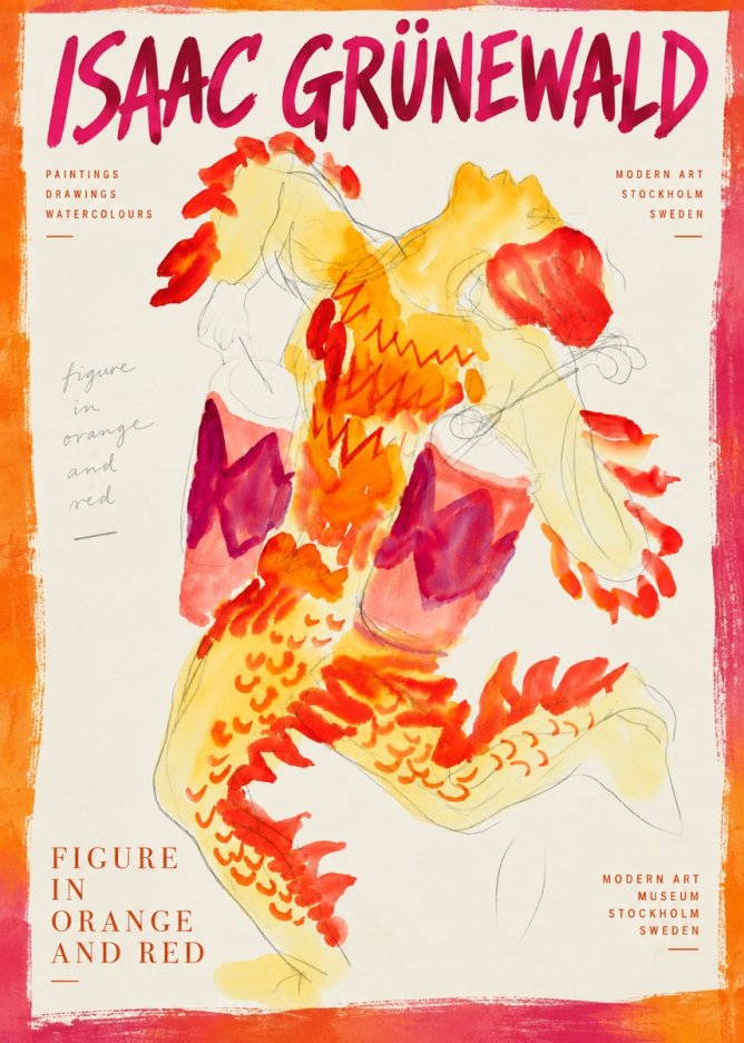 Isaac Grünewald Figure in Orange and Red No5 - Plakát