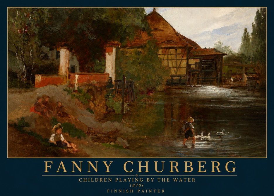 Fanny Churberg Children Playing by the Water No4 - Plakát