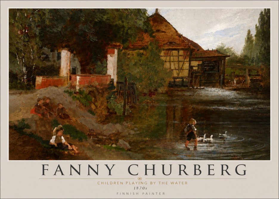 Fanny Churberg Children Playing by the Water No6 - Plakát