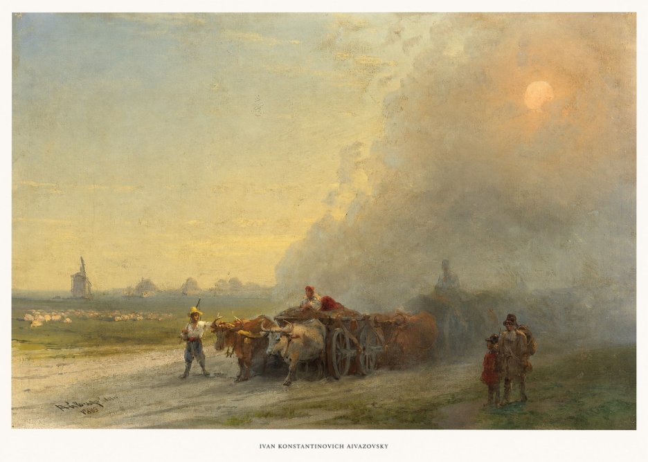 Ivan Konstantinovich Aivazovsky Landscape with Oxen No6 - Plakát