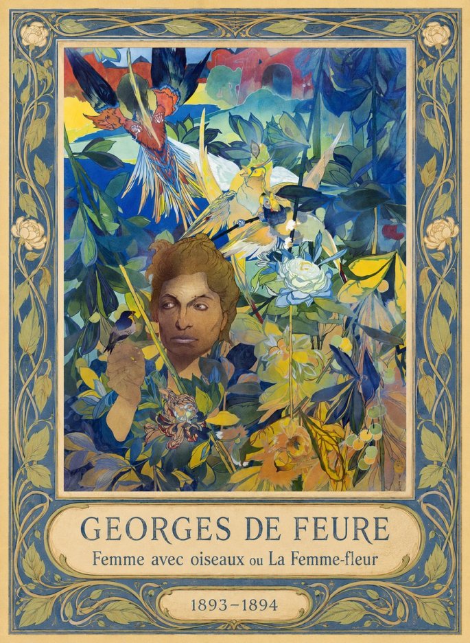 Georges de Feure Femme Avec Oiseaux Ou La Femme-fleur No1 - Plakát