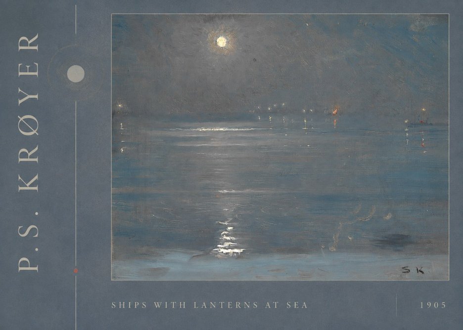 P.S. Krøyer Ships with Lanterns at Sea No2 - Plakát