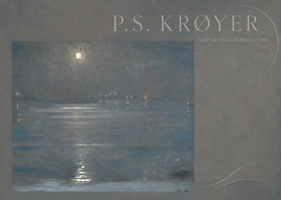 P.S. Krøyer Ships with Lanterns at Sea No4 - Plakát