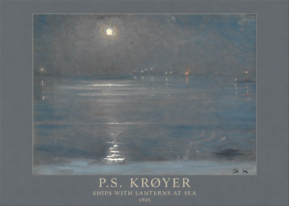 P.S. Krøyer Ships with Lanterns at Sea No5 - Plakát
