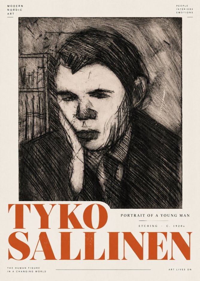 Tyko Sallinen Portrait of a Young Man No5 - Plakát
