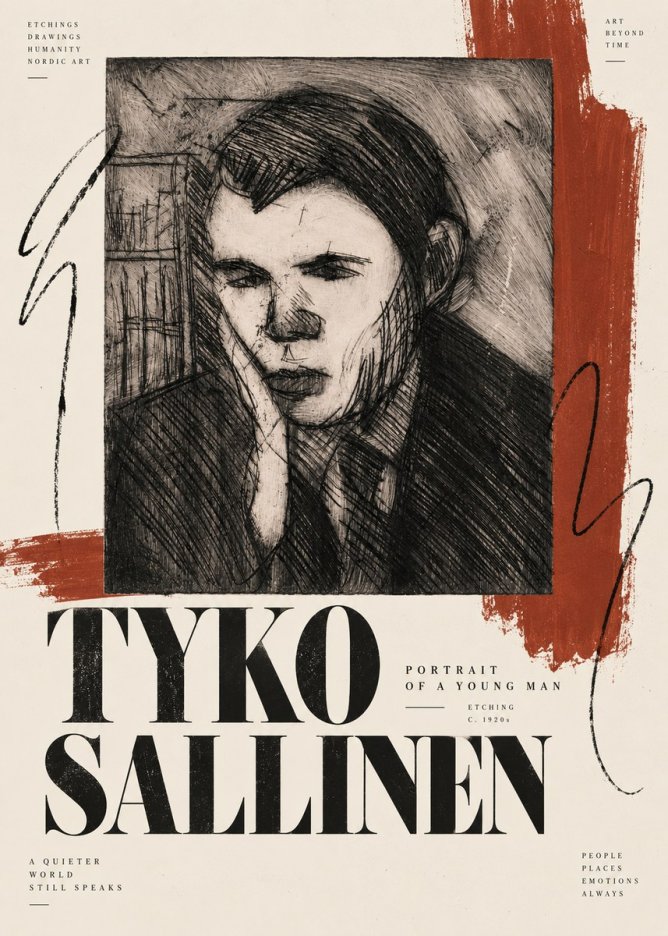 Tyko Sallinen Portrait of a Young Man No6 - Plakát