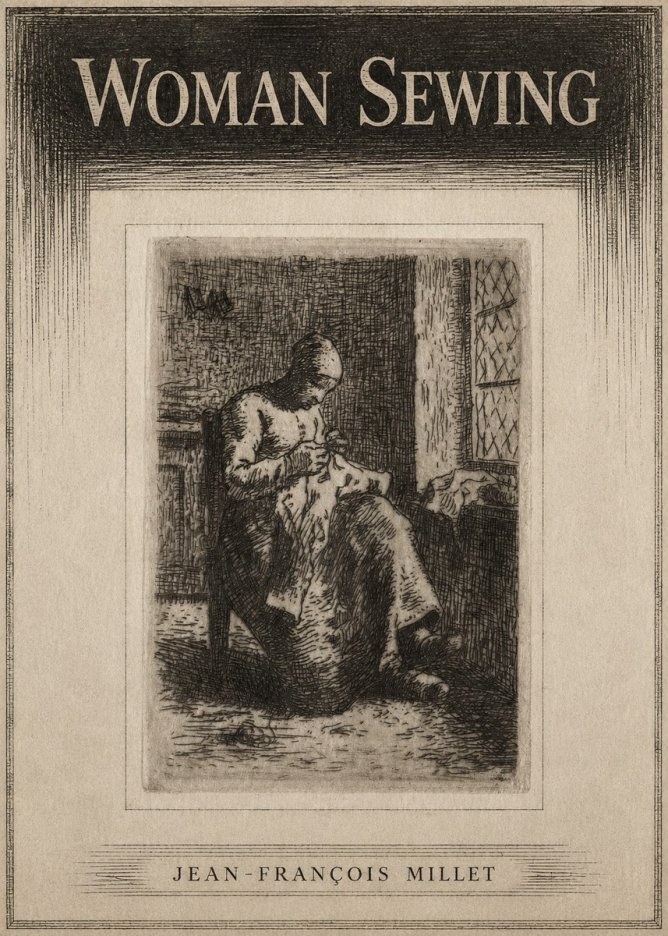 Jean-François Millet Woman Sewing No3 - Plakát